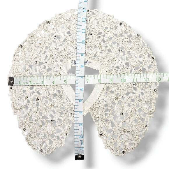 Teena Brown Lace Collar Detachable Vintage MCM Bead Embellished Victorian Style - Picture 6 of 6
